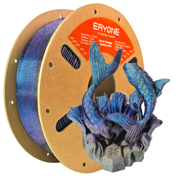 pla burnt titanium fantasy glaze rose red & dark gold & green & blue & purple blue